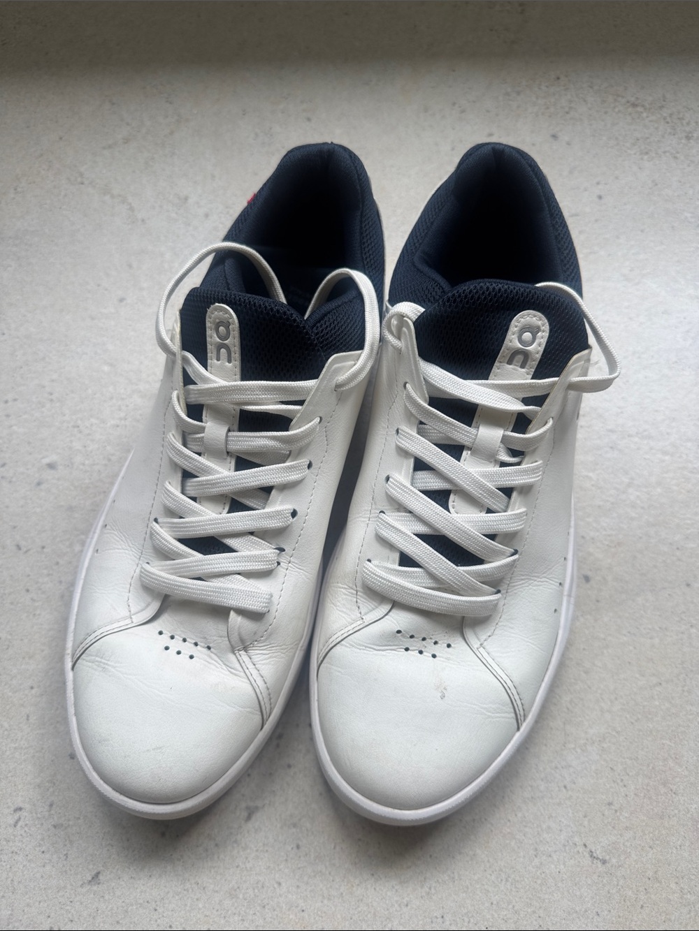 On Running White and Navy Low-Top Men's Sneakers